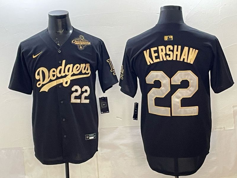 Men Los Angeles Dodgers #22 Kershaw Black Gold Game 2026 Nike MLB Jersey 006->los angeles dodgers->MLB Jersey